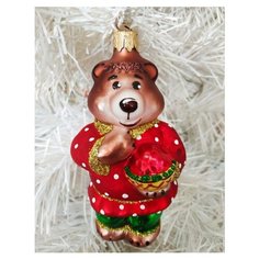 Елочная игрушка Элита Медведь ГФ-740, красный, 12 см Elita