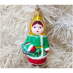 Елочная игрушка Элита Девочка ГФ-239, зеленый/красный/желтый, 12 см Elita
