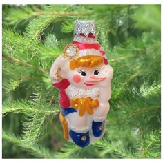 Елочная игрушка Элита Буратино ГФ-76, белый/красный/синий, 9 см Elita