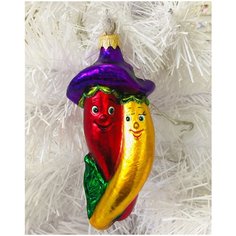 Елочная игрушка Элита Перец ГФ-747, красный/золотистый, 16 см Elita