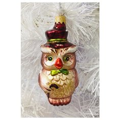 Елочная игрушка Элита Сова ГФ-379, коричневый/бежевый, 12.5 см Elita
