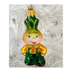 Елочная игрушка Элита Чиполлино ГФ-225, зеленый/золотистый, 11 см Elita