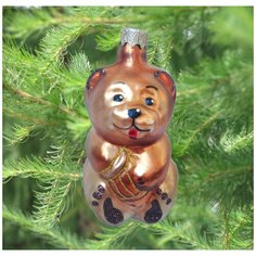 Елочная игрушка Элита Медведь с горшком ГФ-101, коричневый, 11 см Elita