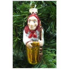 Елочная игрушка Элита Баба Яга ГФ-386, белый/красный/золотистый Elita