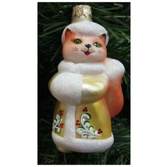 Елочная игрушка Элита Кошка ГФ-487, рыжий/желтый, 11 см Elita