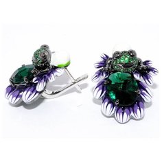 Silver WINGS Серьги из серебра с эмалью и цирконием в виде цветка 22se0674b-gembw3-134