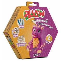 Пластилин пушистый ТМ "PLUSH", фиолетовый +оранжевый, 160 грамм, на европодвесе