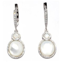 Silver WINGS Серьги-подвески из серебра с перламутром и цирконием 22se000906c-1a-96