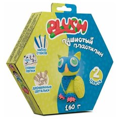 Пластилин пушистый ТМ "PLUSH", синий + желтый, 160 грамм, на европодвесе