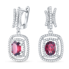 Silver WINGS Серьги из серебра с фианитами, гранатом 22knys1908-155