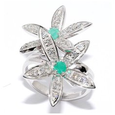 Silver WINGS Кольцо из серебра c фианитом, изумрудом 210667-r-06-88, размер 17.5