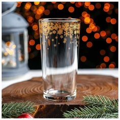 Доляна Стакан высокий Доляна «Снежинки», 230 мл, цвет золото