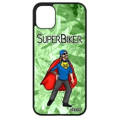 Красивый чехол на смартфон // iPhone 11 // "Супербайкер" Комикс Герой, Utaupia, светло- зеленый