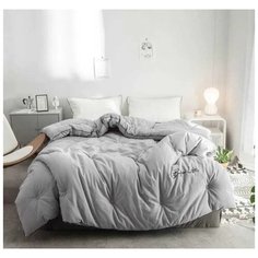 Одеяло Mency Premium Пух Евро, 200x220, Всесезонное (Серый), с наполнителем Термофайбер