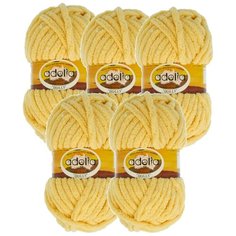 Пряжа Adelia Dolly однотонная, 100 % полиэстер, 100 г, 40 м, 5 шт., №03 св.желтый