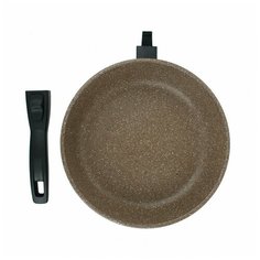 Сковорода СОЮЗ ТН CILICOL CERAMIC 28 см керамическая с антипригарным покрытием со съемной ручкой цвет шоколадный гранит