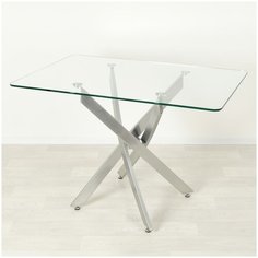 Стеклянный стол для кухни Рим 10 прозрачный/металлик (1100х700 мм) Mebel Apartment