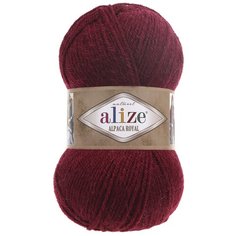 Пряжа Alize Alpaca royal, 15 % шерсть, 30 % альпака, 55 % акрил, 100 г, 250 м, 5 шт., 57 бордовый