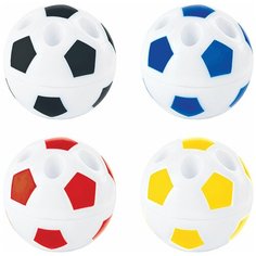 Точилка пифагор "Мяч", с контейнером, подставка для 4- х карандашей, пластиковая, ассорти, 228443