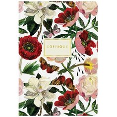 Тетрадь евро А5 40 л. BRUNO VISCONTI сшивка, клетка, Soft Touch, фольга, бежевая бумага 70 г/м2, "пионы", 7-40-104