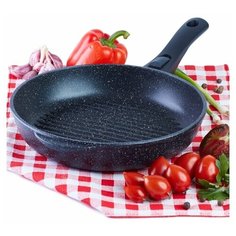 Сковорода-гриль Традиция Гранит литая 26 см со съемной ручкой