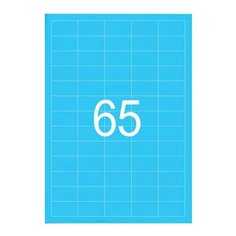 Этикетка самоклеящаяся 38х21,2 мм, 65 этикеток, неоново- голубая, 65 г/м2, 50 листов, STAFF, 128847