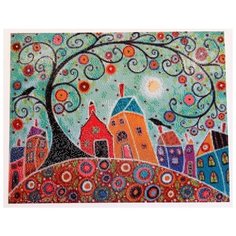 Набор алмазной вышивки "Домики", размер 50х40см, 56 цветов Яркие Грани