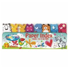 Закладки клейкие CENTRUM "Зверушки" бумажные, 48х15 мм, 8 цветов х 15 листов, 88549