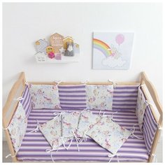 Бортик в кроватку Крошка Я "Единороги", (32*32 см, 12 штук), бязь, синтепон