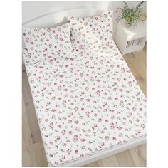 Простынь на резинке Сказка "Розовые бутоны" 160х200 см