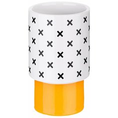 Стакан для зубных щёток Moroshka Memphis керамика цвет белый/жёлтый/чёрный