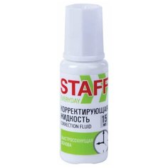 Корректирующая жидкость STAFF "Everyday" быстросохнущая, 15 мл, с кисточкой, 229398