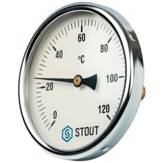 Термометр биметаллический STOUT SIM-0001-105015 с погружной гильзой. Корпус Dn 100 мм, гильза 50 мм 1/2"