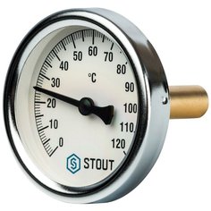 Термометр биметаллический STOUT SIM-0001-635015 с погружной гильзой. Корпус Dn 63 мм, гильза 50 мм 1/2"