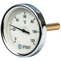 Термометр биметаллический STOUT SIM-0001-807515 с погружной гильзой. Корпус Dn 80 мм, гильза 75 мм 1/2"