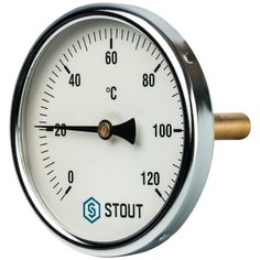 Термометр биметаллический STOUT SIM-0001-107515 с погружной гильзой. Корпус Dn 100 мм, гильза 75 мм 1/2"