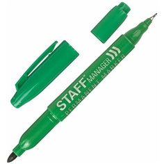 STAFF Маркер перманентный двусторонний Manager, зелeный