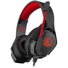 Игровая стереогарнитура PANTEON GHP-280 черно-красная (звуковая схема 2.0, ПУ на шнуре, 2хmini jack 3.5мм, многоцветная LED подсветка) Jet.A