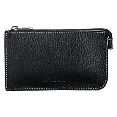 Футляр для ключей FABULA "Blackwood", натуральная кожа, отстрочка, молния, 140х85 мм, черный, KL.47.CD