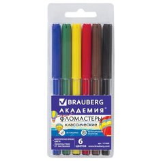 BRAUBERG Набор фломастеров Академия, 6 шт. (151409)