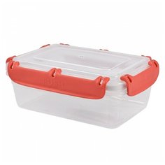 Plast Team Контейнер Kitchen Bergen 1.4 л, 15.1x21.5 см, прозрачный/коралловый