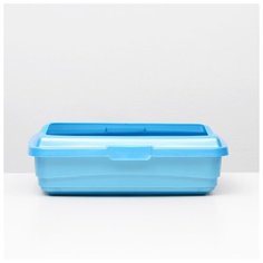 Лоток с бортиком Atlantis Plast большой, Lux, 43*33*12,5 см, голубой перламутр Атлантис Пласт