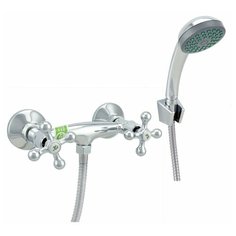 Смеситель для душа двуручный "Juguni" с металлическим шлангом, хром. лейкой и кронштейном, JGN0624