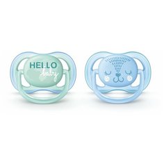 Пустышка силиконовая анатомическая Philips AVENT Ultra Air SCF342/20 0-6 м, 2 шт., голубой/зеленый