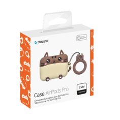 Чехол силиконовый Funny Animals Deppa для наушников Apple AirPods Pro коричневый/кремовый арт.47303