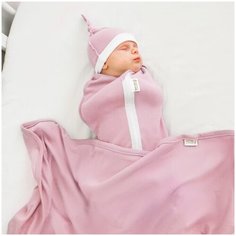 Пеленка-кокон на молнии с шапочкой Amarobaby Nature essence, розовый, размер 68-74