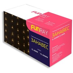 Гирлянда светодиодная "Сигнал Занавес CL-200WW", 2,1х1,5 м, 200 ламп, шнур 2,5 м Fun Ray