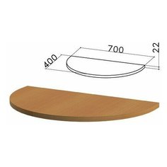 Стол приставной полукруг "Монолит", 700х400х750 мм, без опоры (640137), цвет орех гварнери, ПМ34.3 640123