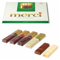 Конфеты шоколадные MERCI (Мерси), ассорти из шоколада с миндалем, 250 г, картонная коробка, 014457-20 ..,Merci