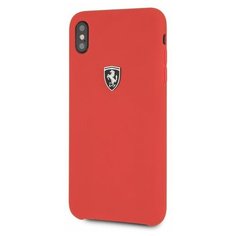 Чехол Ferrari Silicone Rubber Silver Logo Hard для iPhone Xs Max красный